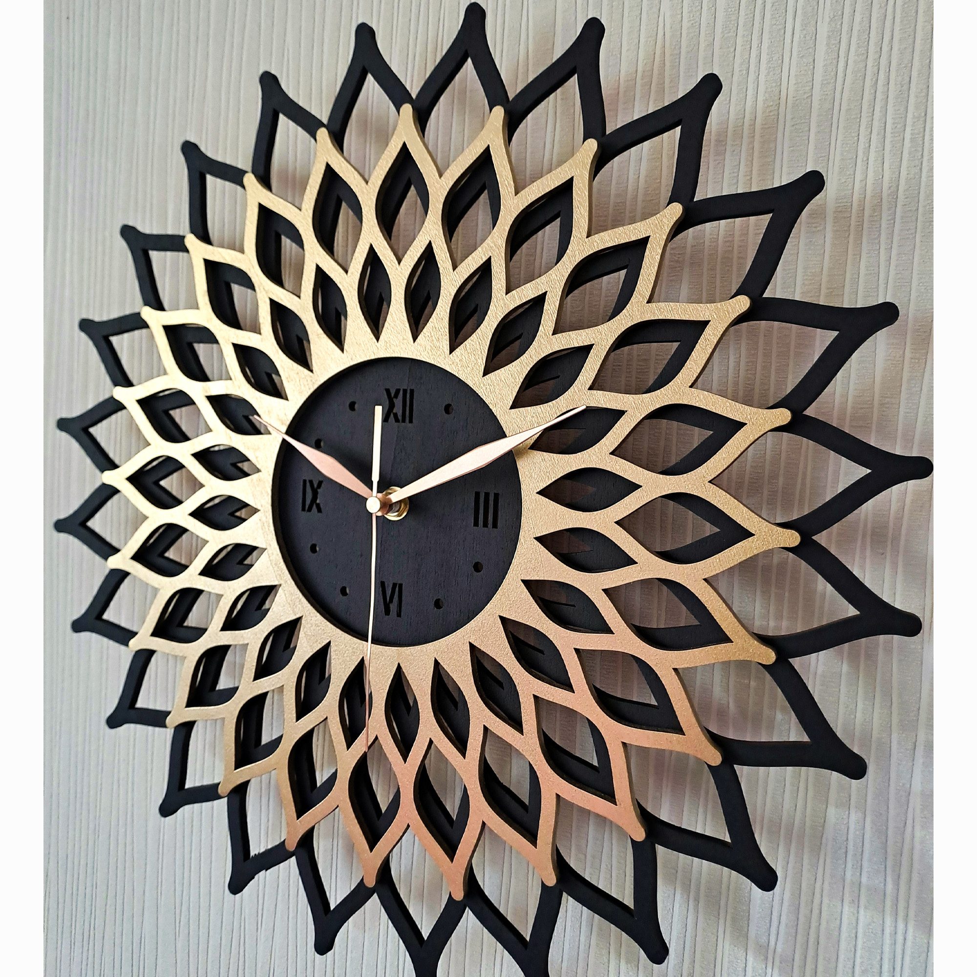 Wanduhr Sunburst, Grosse, modern, geometrisch, holz, hingucker Wanduhr