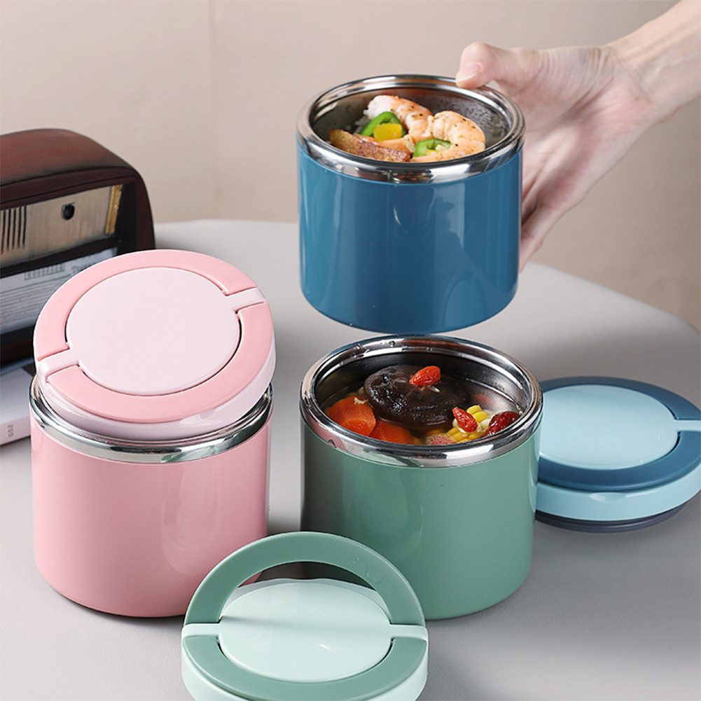 GarveeMore Bowle-Set Tragbare Edelstahl Frühstückstasse Suppenschüssel mitHenkel Thermische, 630/1000ML Thermischer Vorratsbehälter Versiegelte Bento Box MitHen – Bild 4 von 5