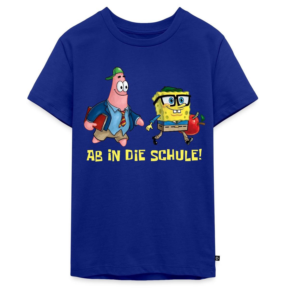 T-Shirt Spongebob Schwammkopf Mit Patrick Ab In Die Schule Teenager Premium T-