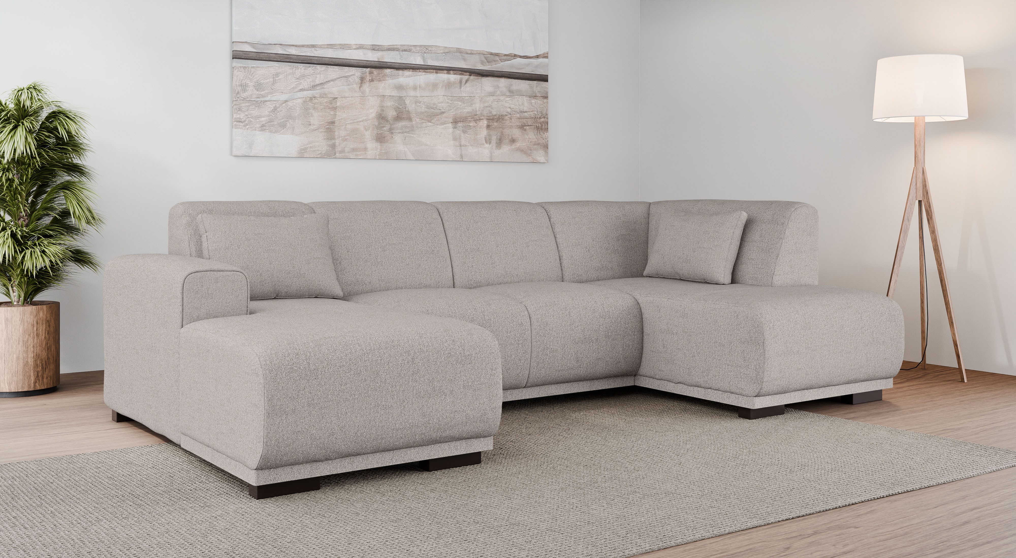 Home affaire Wohnlandschaft BORNHOLM U-Form mit Recamiere rechts/links, B/T/H: 300/162/85 cm, U-Form mit Wellenunterfederung, Recamiere rechts oder links bestellbar