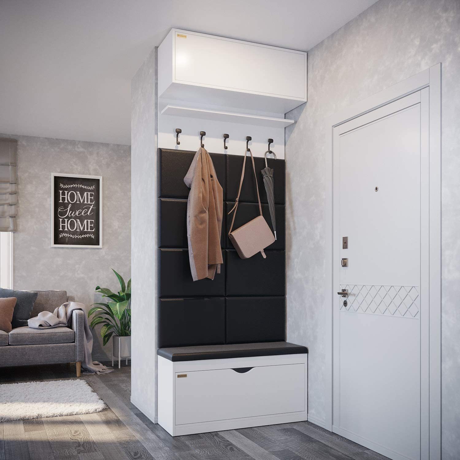 Küchenschrank, weiß Wohnzimmer Platan Flur Room Bad, für Hängeschrank 100x35x35cm, Wandschrank