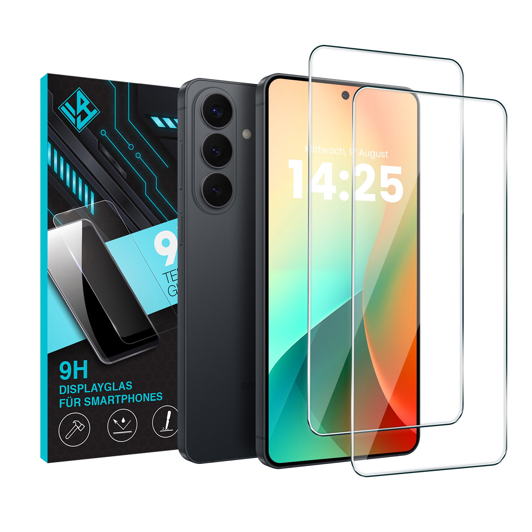 Tec-Expert Displayschutzglas 2X 9H Displayglas für Samsung Galaxy S26 FE für Samsung Galaxy S26 FE, 2 Stück, Displayschutz, Schutzglas, Bildschirmschutz, kratz- & stoßfest