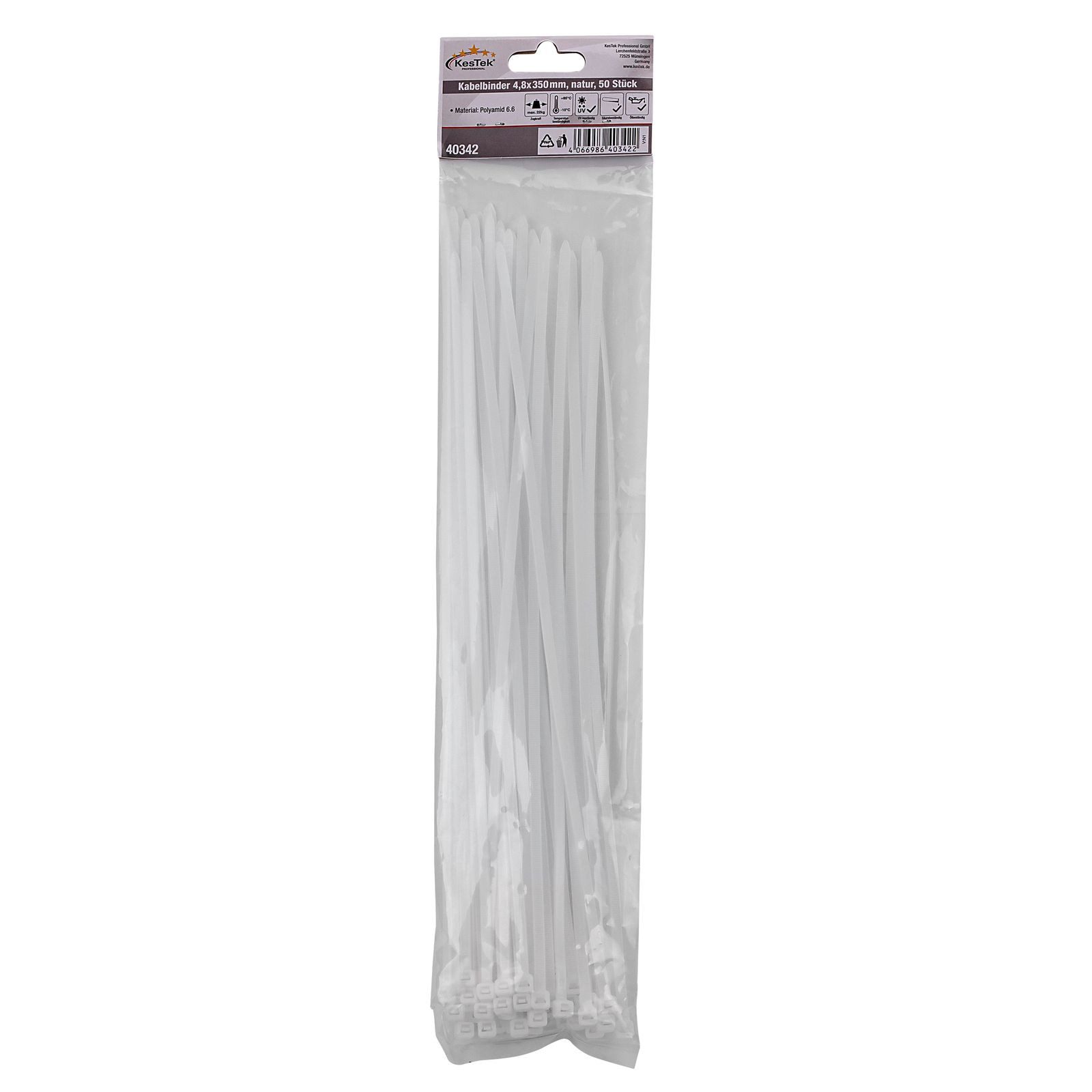 KesTek Kabelbinder Kabelbinder 50 Stück 4,8x350mm Natur
