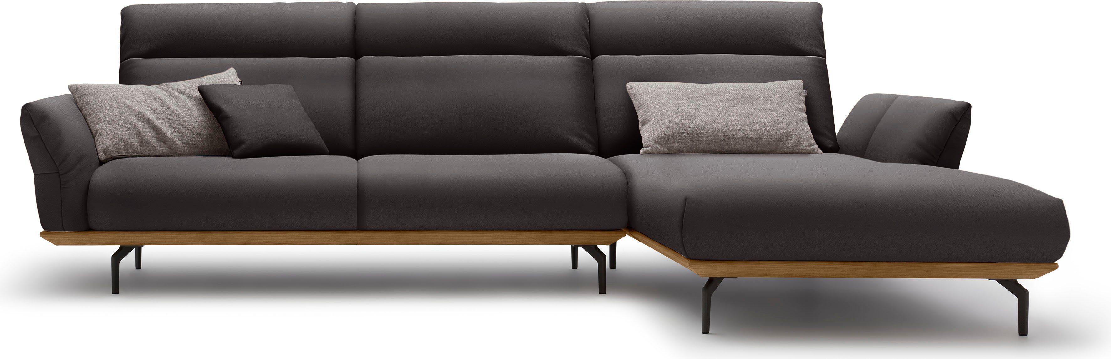 Breite Nussbaum, in Winkelfüße 318 in hülsta sofa Sockel hs.460, cm Umbragrau, Ecksofa