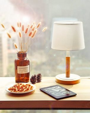Tomons LED Tischleuchte Nachttischlampe dimmbar aus Holz, LED Tischlampe, LED wechselbar