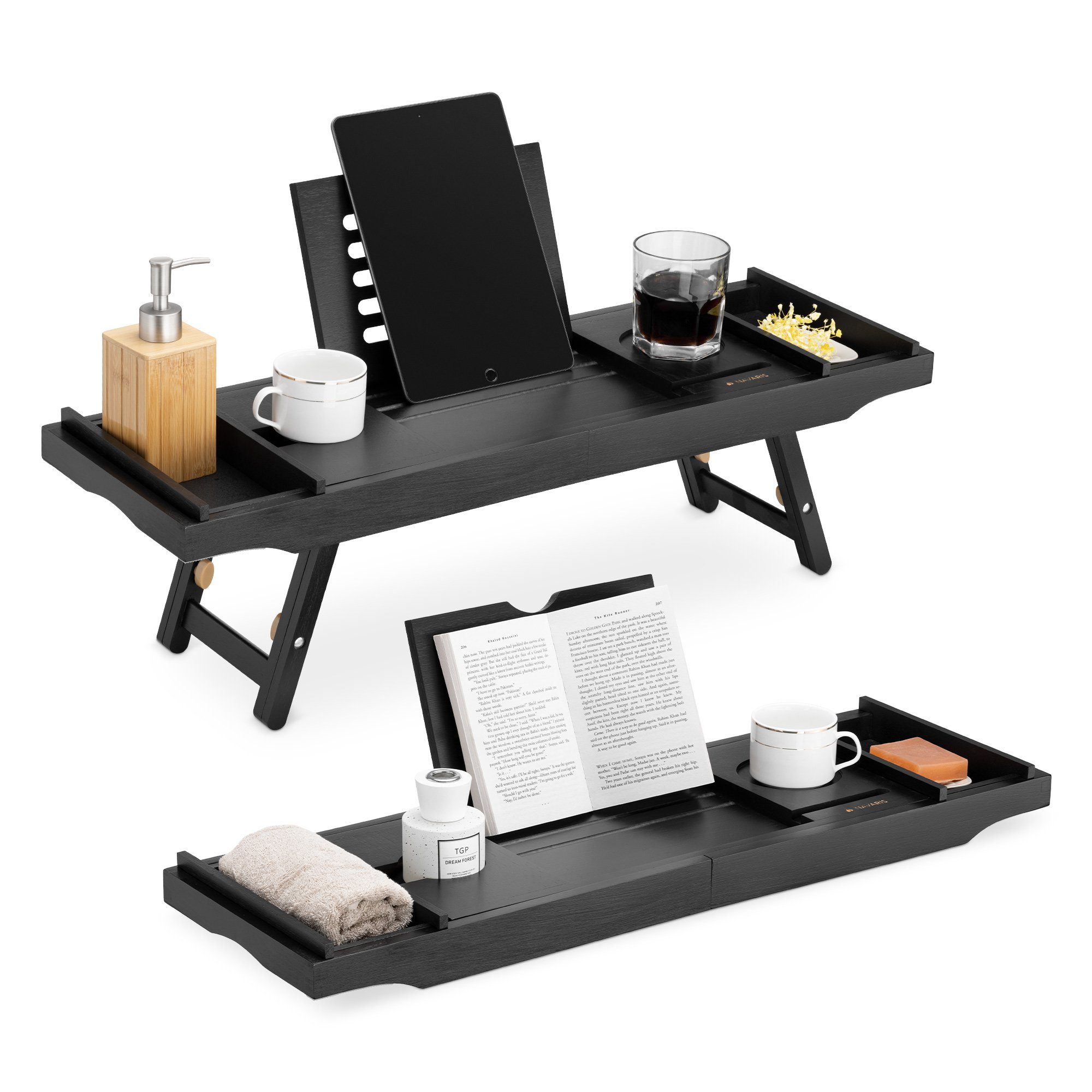 Navaris Badewannenablage Badewannenablage ausziehbar mit Buch- und Weinglas günstig online kaufen