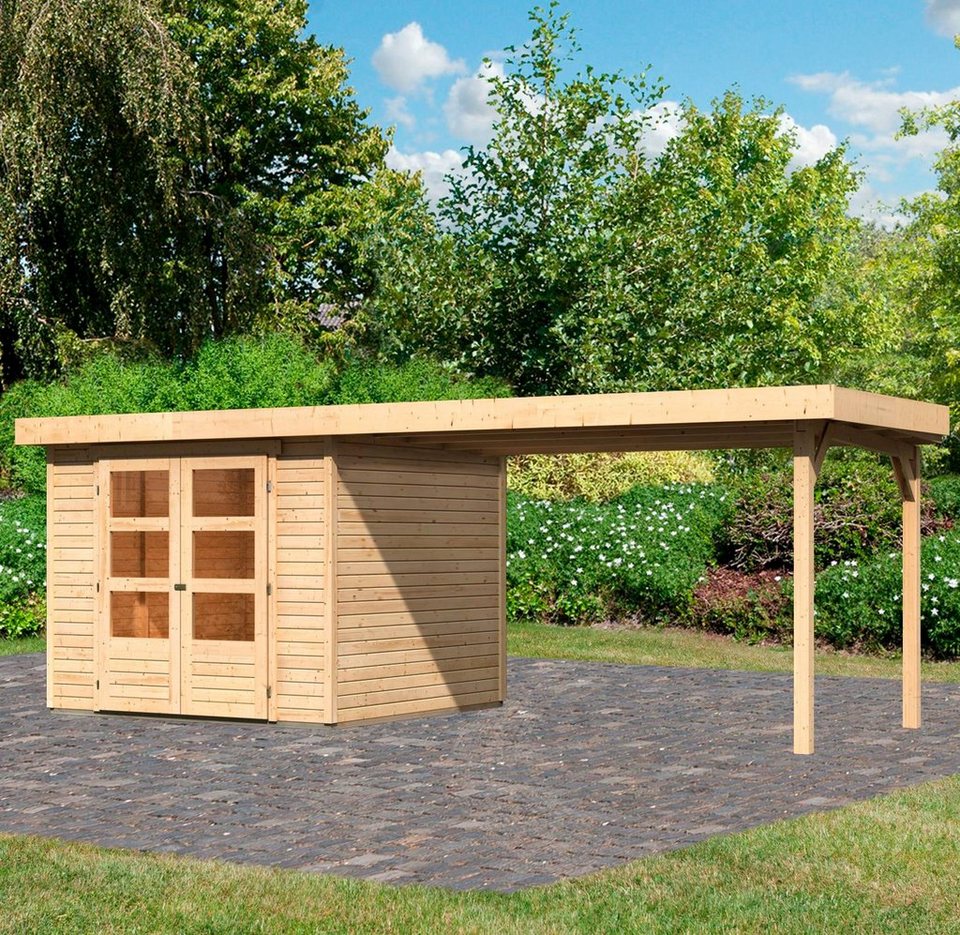 Karibu Gartenhaus Arnis 3,5, BxT: 266x262 cm, (Set), mit Anbaudach 2,80 cm  Breite