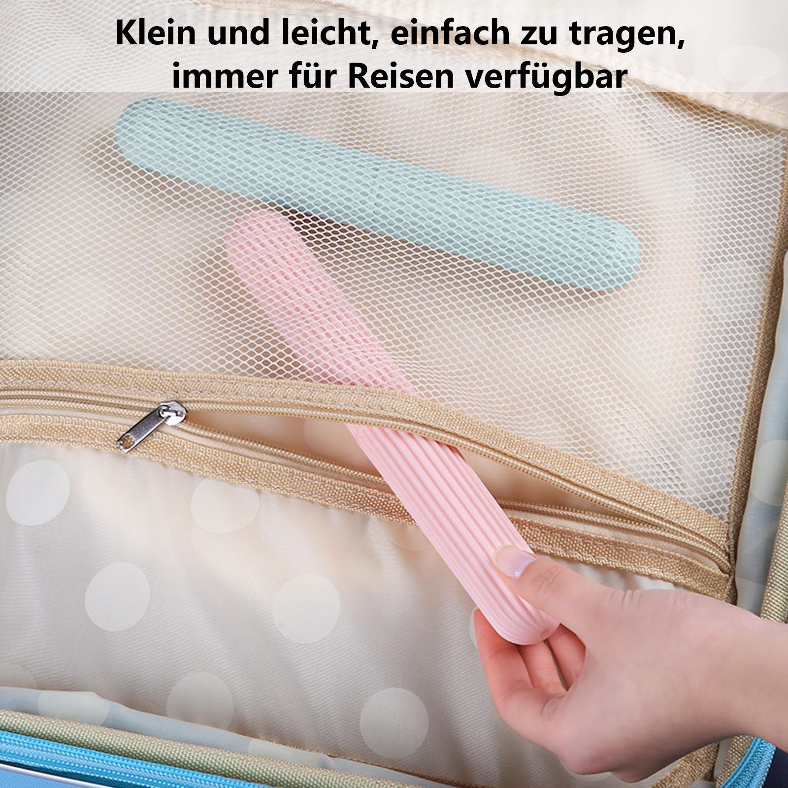 FOUORTUNATE-BEE Zahnbürstenhalter 2 Stück Tragbar Zahnbürstenhülle Zahnbürstenetui Schutzhülle, (Zahnbürsten Etui, Reise Zahnbürstenbox, 2-St., Zahnbürste Aufbe – Bild 3 von 5