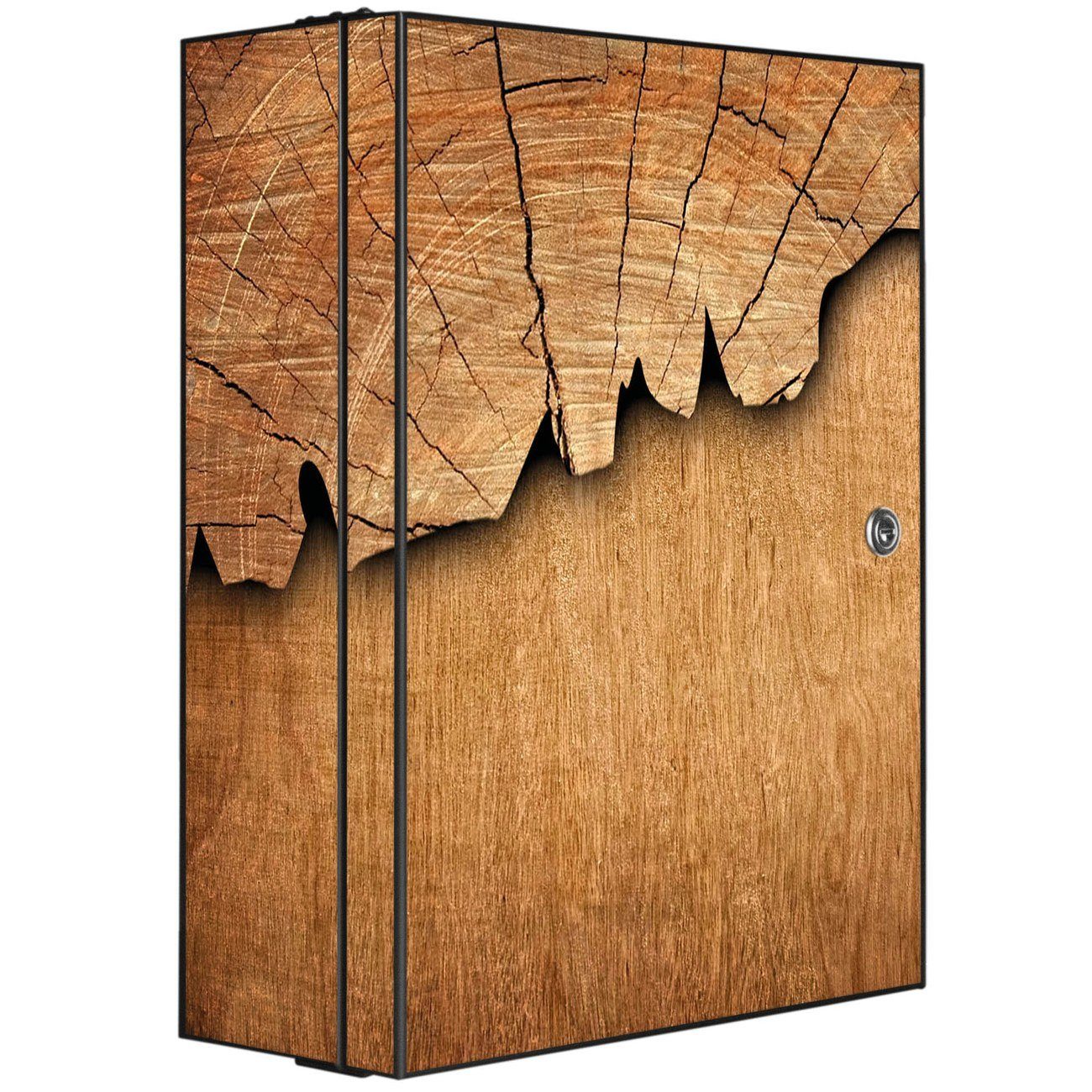 banjado Medizinschrank Stahl Holz (abschließbar, 3 große und 2 kleine Fächer) 35 x 46 x 15cm schwarz