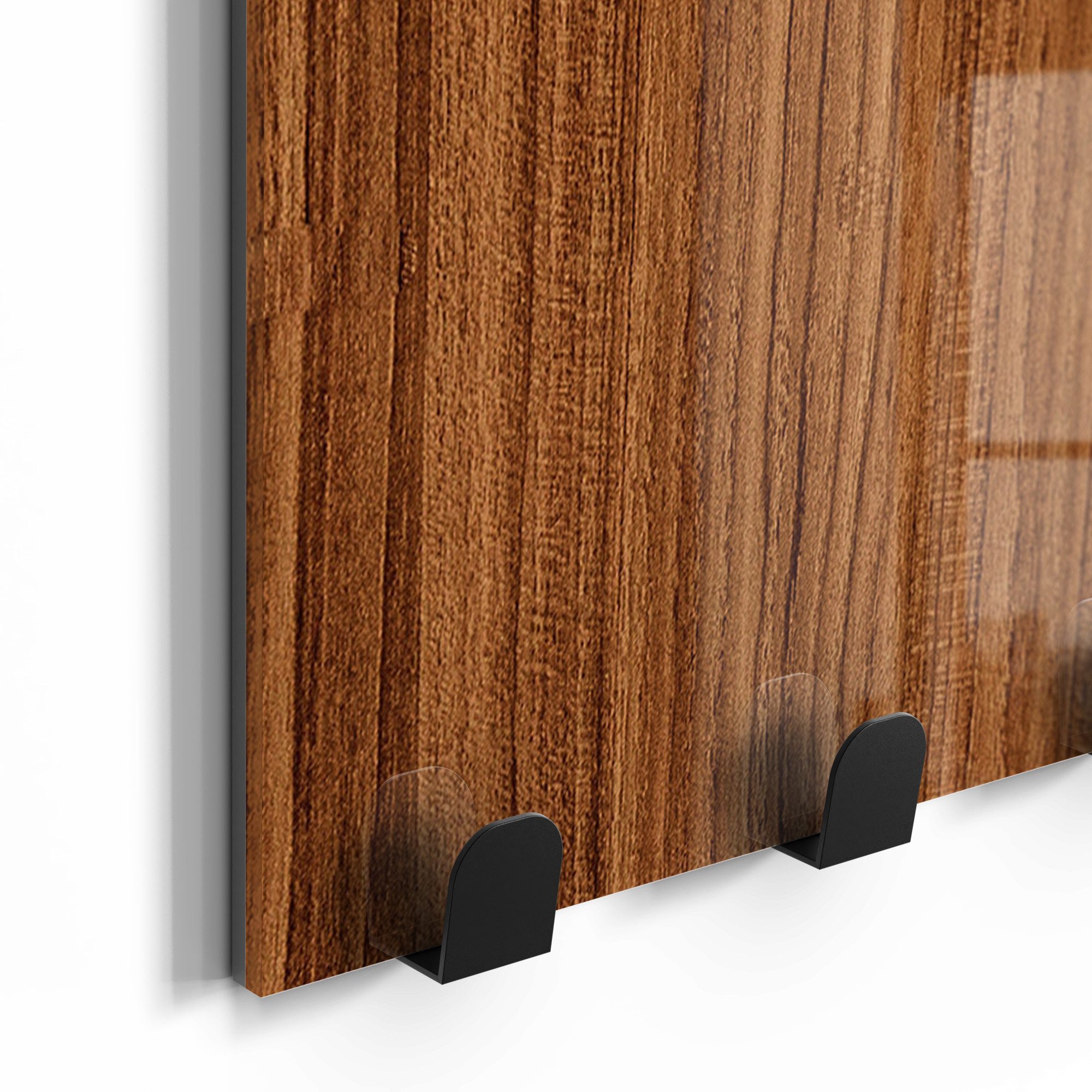 DEQORI Kleiderhaken 'Wärme des Holzes', Glas Garderobe Paneel magnetisch beschreibbar