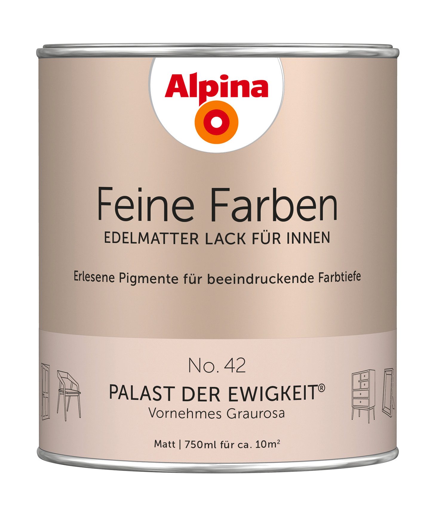Lack Alpina Feine Farben Lack edelmatt 750ml - Farbfamilie Rot