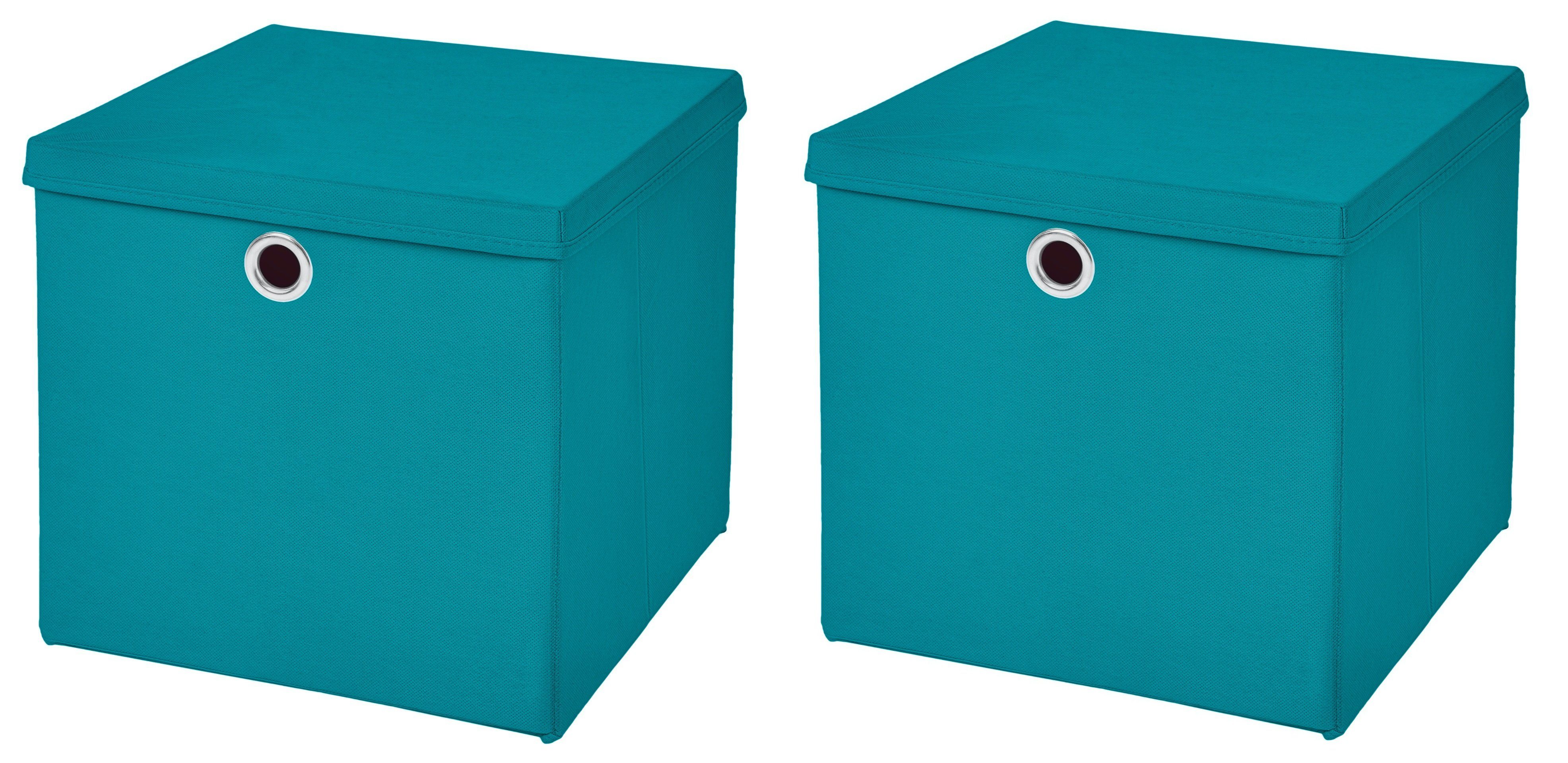 StickandShine Faltbox 2er SET 28 x 28 x 28 cm mit Deckel – perfekt für KALLAX - 19 Farben