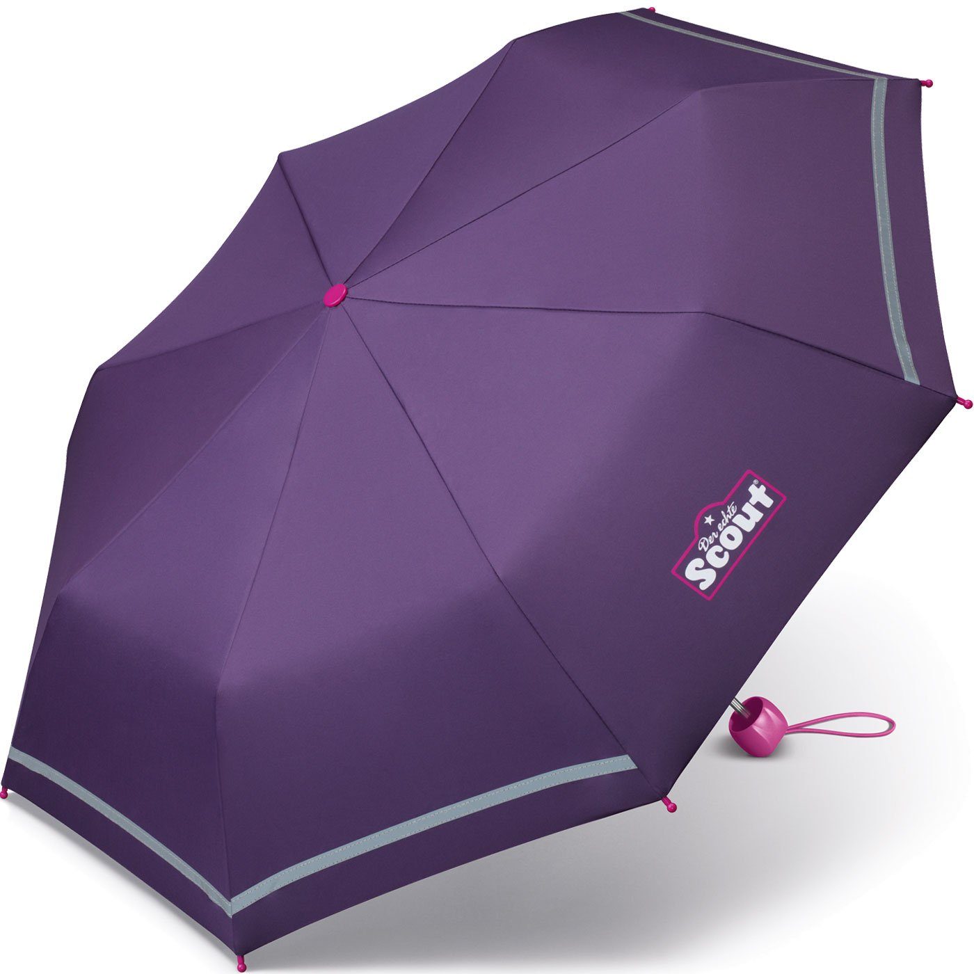 Scout Taschenregenschirm Mini Kinderschirm leicht reflektierend, Basic lila