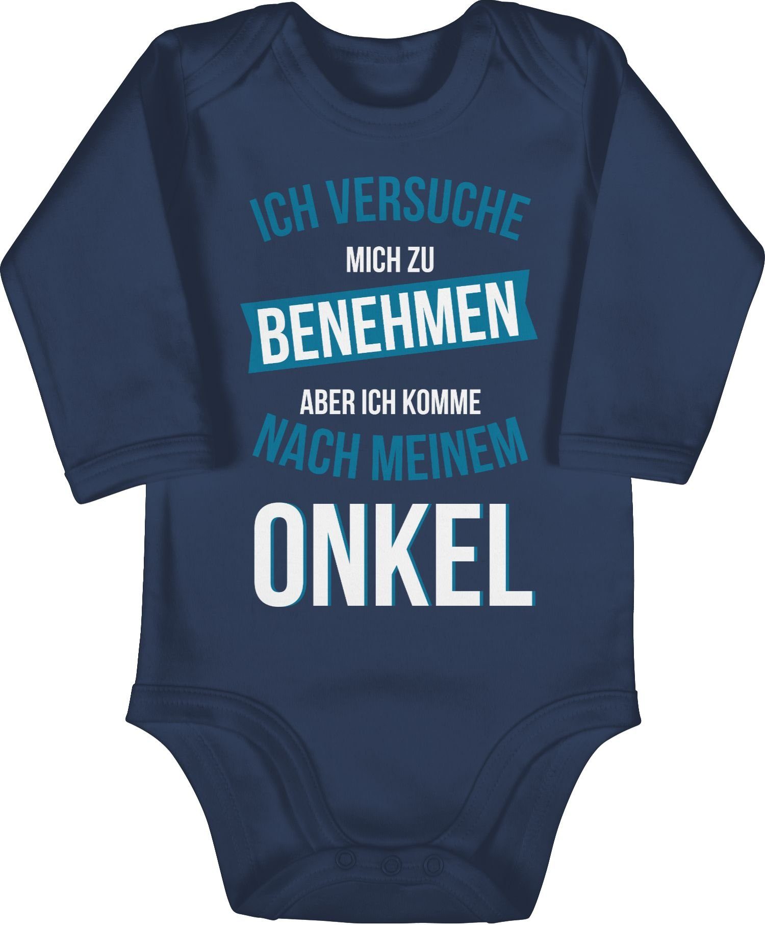 Shirtracer Shirtbody Ich versuche mich zu benehmen aber ich komme nach meinem Onkel Sprüche Baby