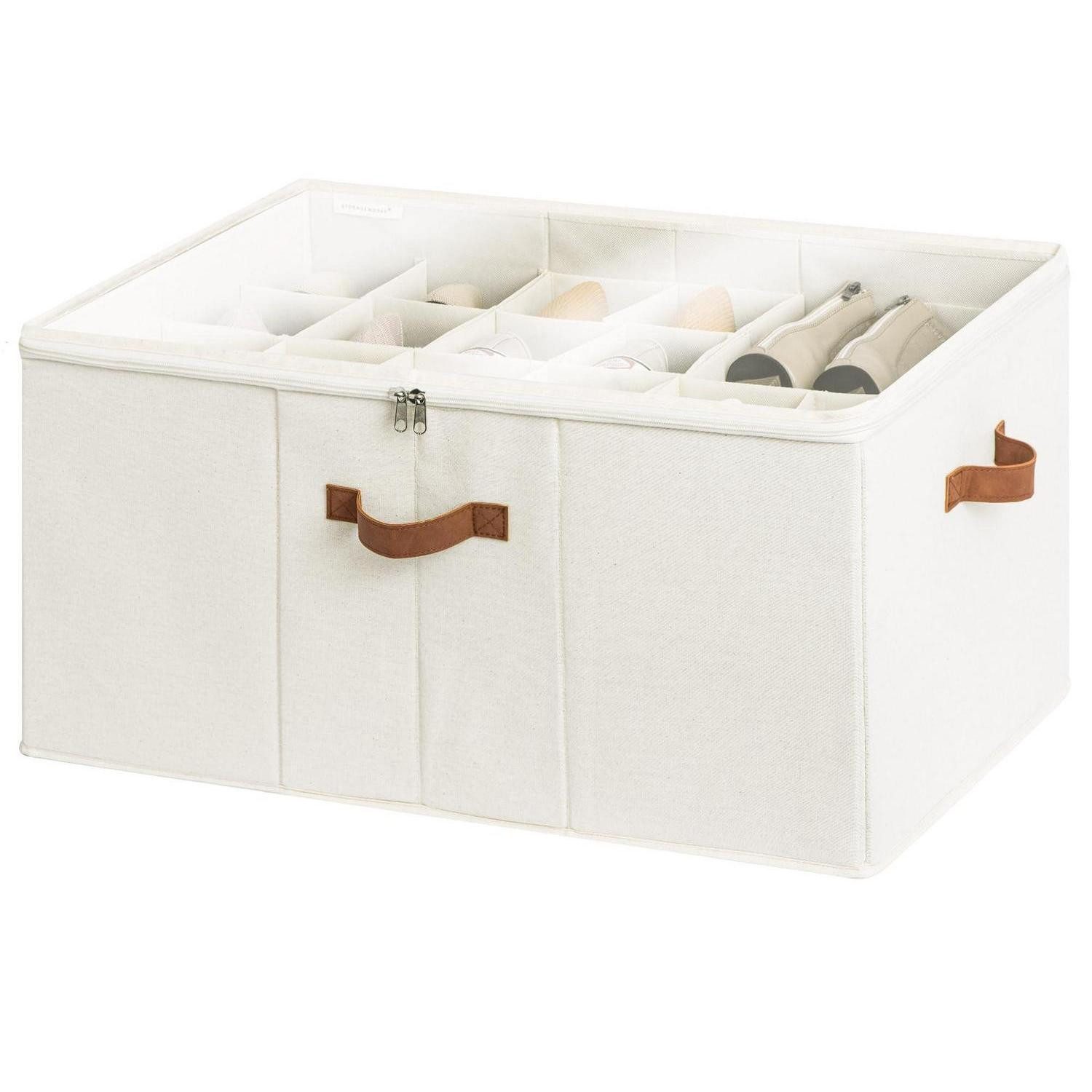 LuxusKollektion Schuhbox Schuhaufbewahrung Box extragroß 24 Paar beige (24 St)