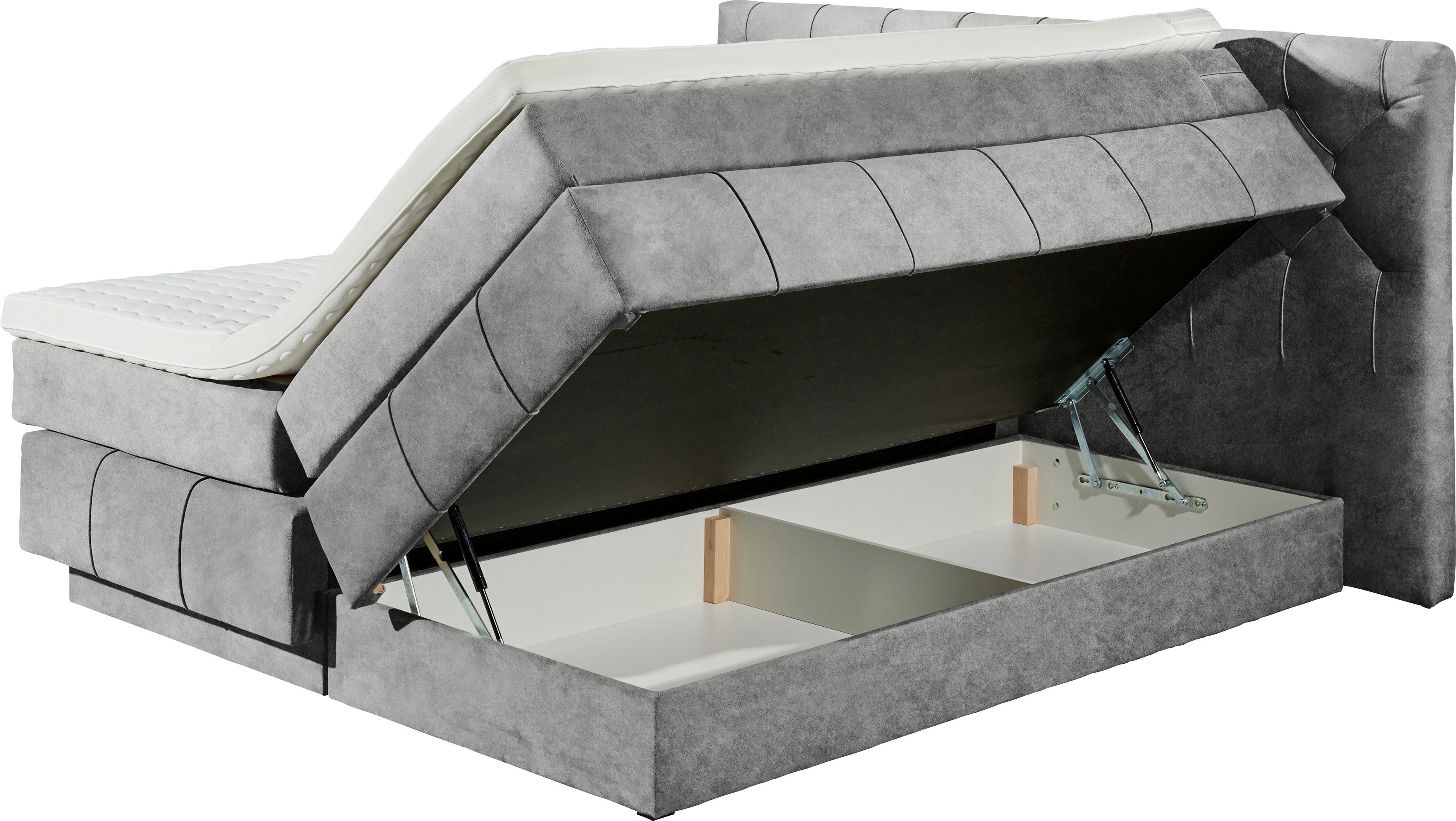 ED EXCITING DESIGN Boxspringbett Bettkästen, inkl. mit LED-Leiste Florenz, grau zwei schwebenden wahlweise