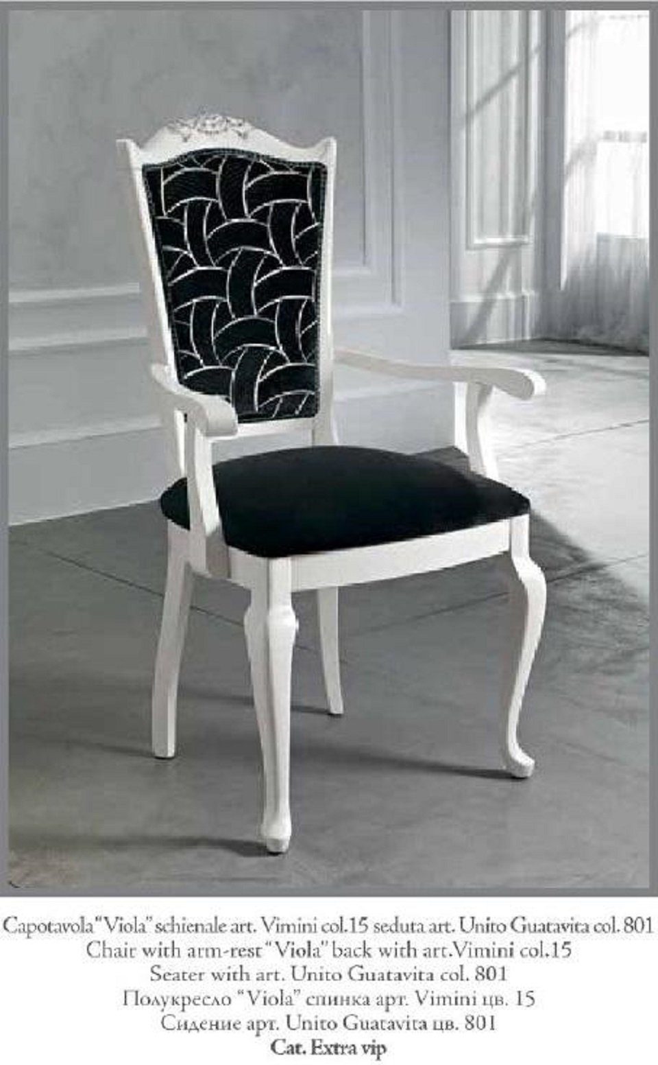 JVmoebel Stuhl Stuhl 1 Sitzer Holz Luxus Schwarz Stühle Italienische Möbel MobilPiu