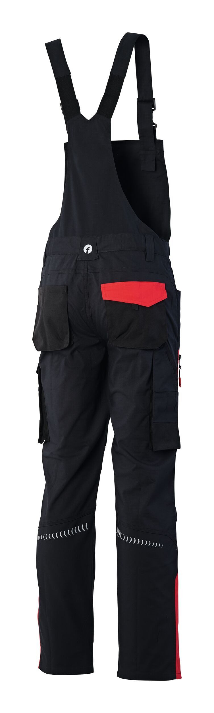 fortis Latzhose Herren Performance schwarz/rot