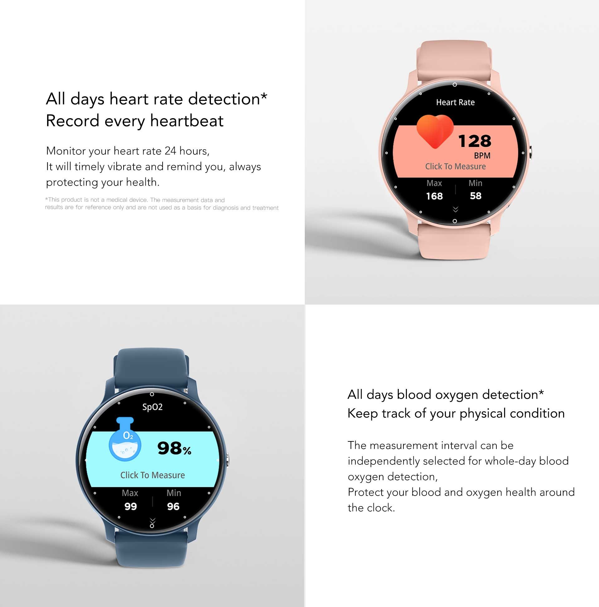 Zevelora Herren's & Damen's IP67 Wasserdicht Fitness-Tracker Telefonfunktion Smartwatch (3,53 cm/1,39 Zoll, Android/iOS), mit austauschbarem weichem Mesharmband, - 230 mAh Akku mit G-Sensor, Herzfrequenzmesser & Schrittzähler