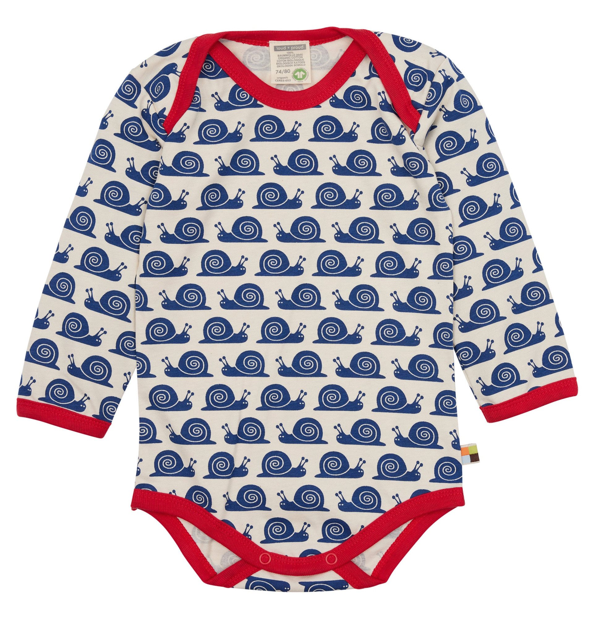 loud + proud Langarmbody mit Druckmotiv Schnecken Bio Baumwolle, GOTS