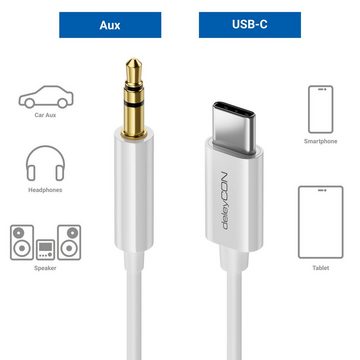 deleyCON deleyCON 2m 3,5mm Klinke auf USB-C Kabel AUX 3,5mm Klinkenkabel Audio USB-Kabel
