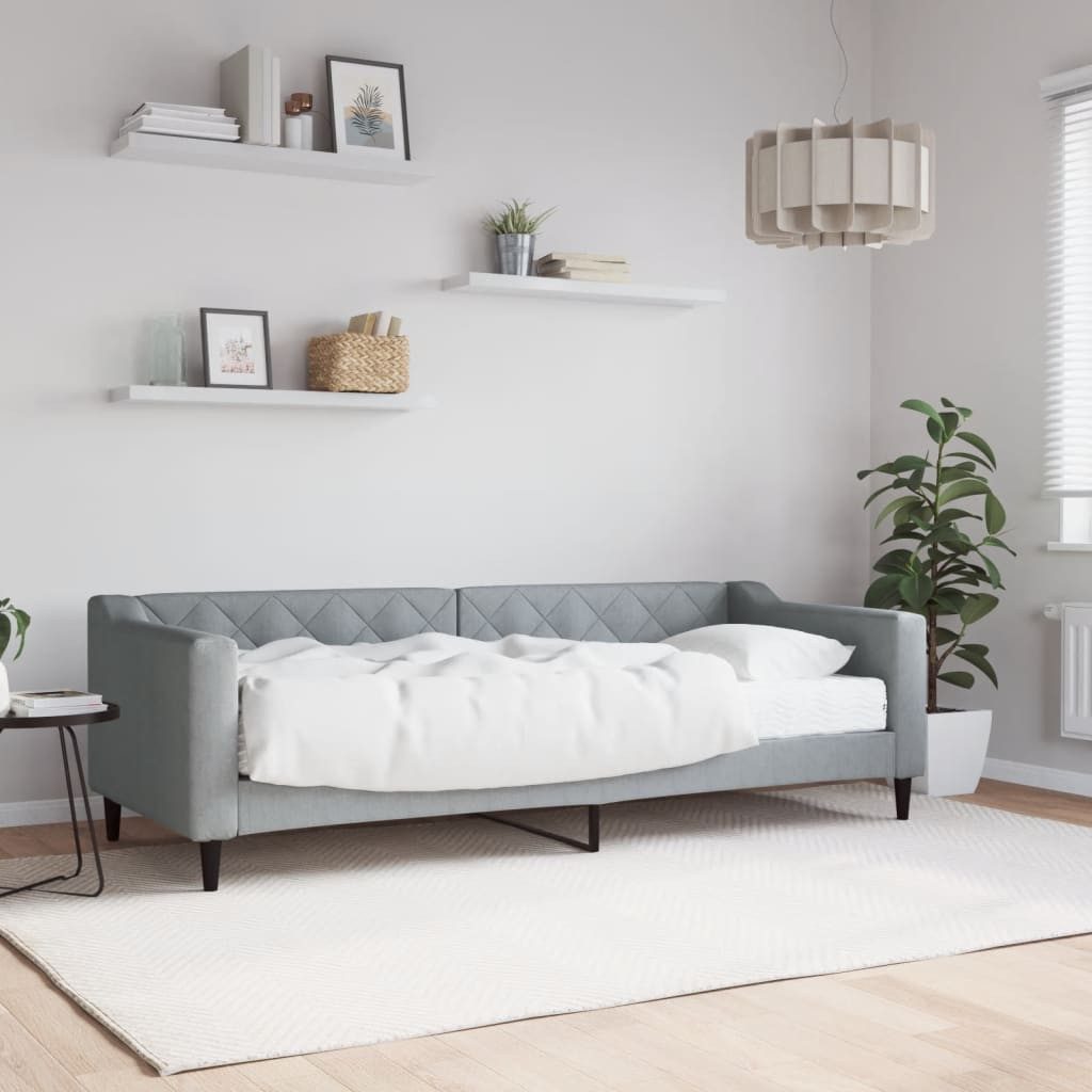 vidaXL Bett, Tagesbett mit Matratze Hellgrau 80x200 cm Stoff günstig online kaufen