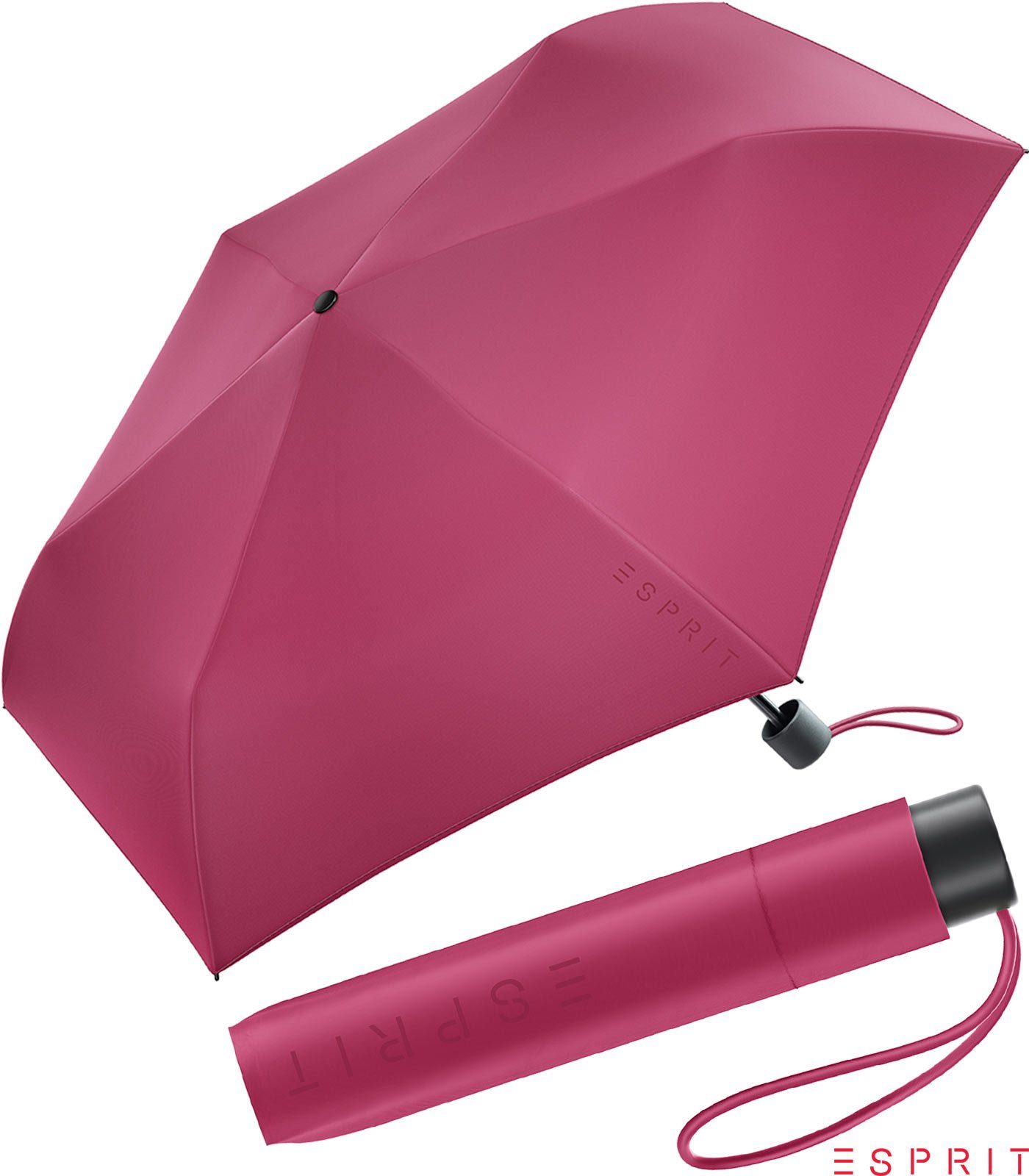 HW neuen Taschenregenschirm Esprit Damen 2022 pink, in Mini Slimline vivacious - sehr den Trendfarben leicht,