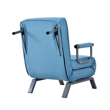 Celya Schlafsofa Schlafsessel Schlafsofa klappbarer Sessel mit Kissen, Verstellbare Rückenlehne mit 6 Positionen, Blau