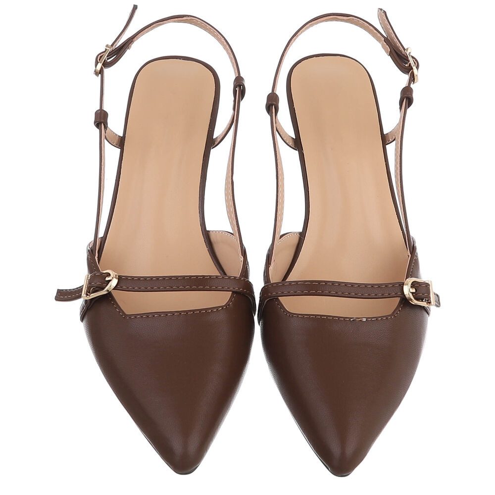 Ital-Design Damen Slingback-Pumps mit spitzer Spitze und Absatz Schnürpumps (91742456) Pfennig-/Stilettoabsatz Pumps in Braun – Bild 4 von 5