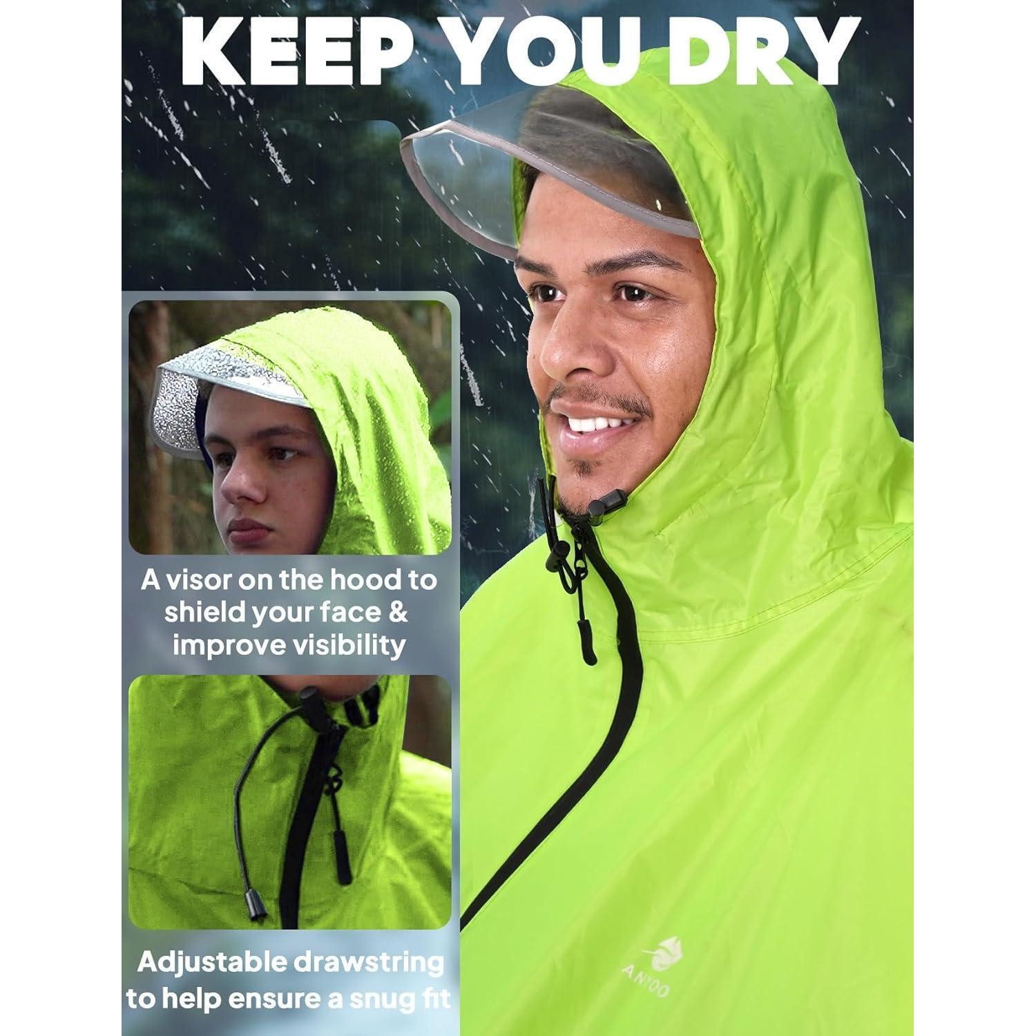 LuxusKollektion Campingstuhl Wasserdichter Radfahren Regenponcho mit Kapuze und reflektierenden – Bild 4 von 5