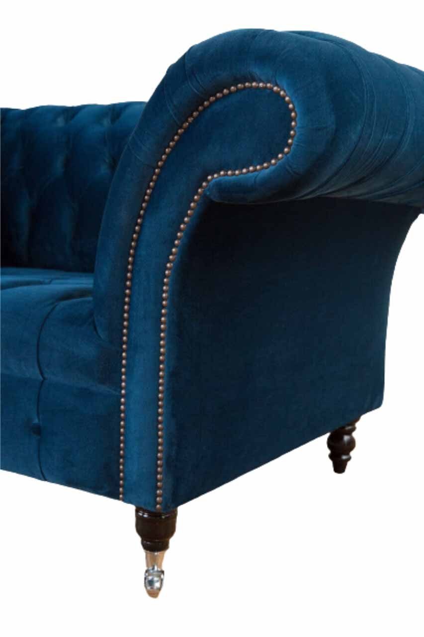 Sessel, Chesterfield Textil Sofa Neu Design JVmoebel Polster Möbel Sessel Blau Couch