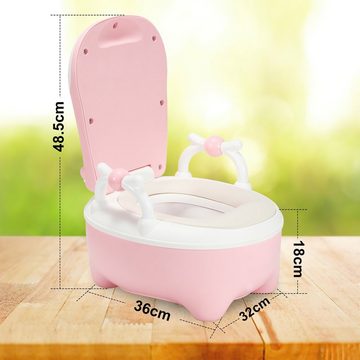 Randaco Toilettentrainer Kinder Töpfchen Kindertoilette mit Griffe Bürste weiches PU-Kissen