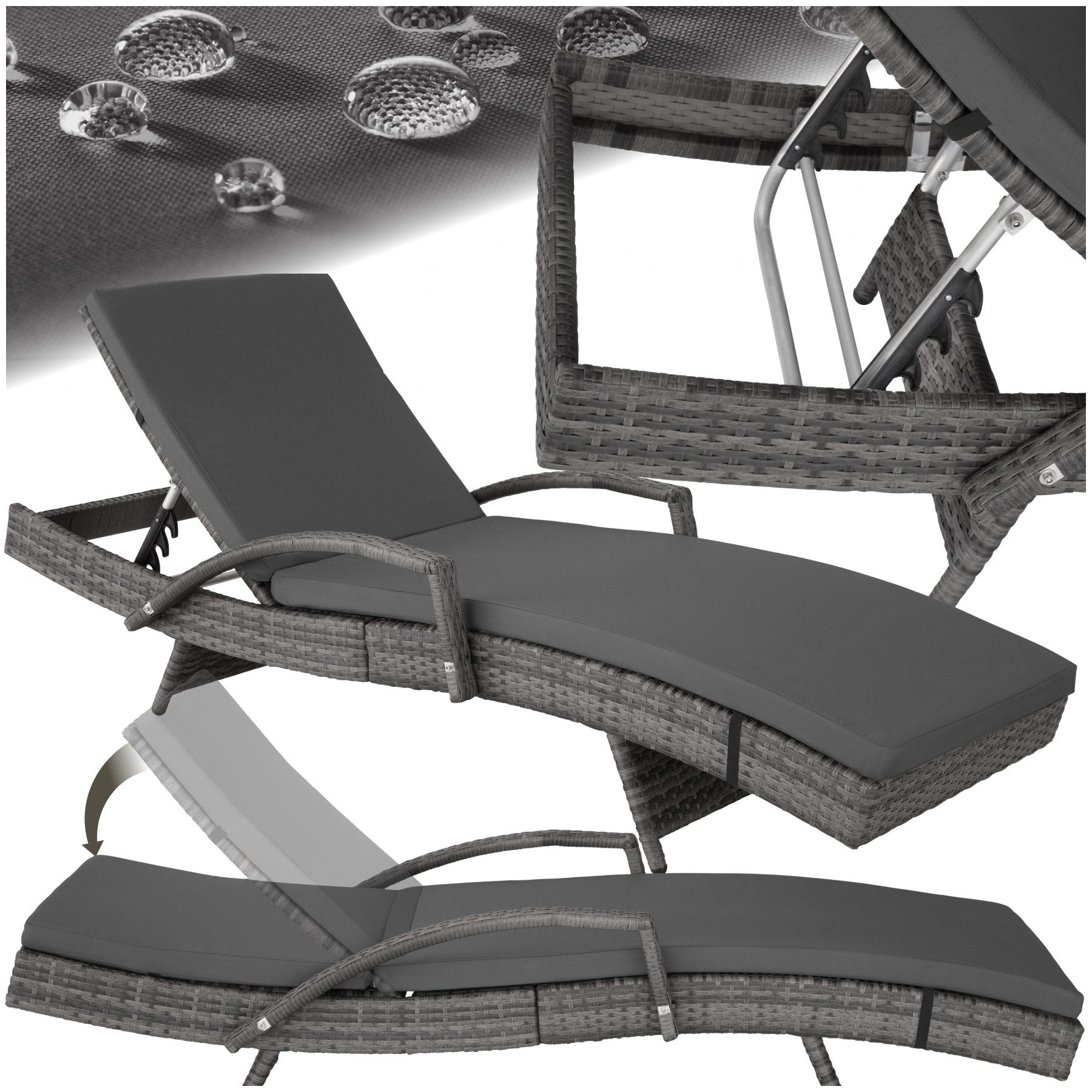 tectake Gartenliege Rattan Sonnenliege, 1 St., günstig online kaufen