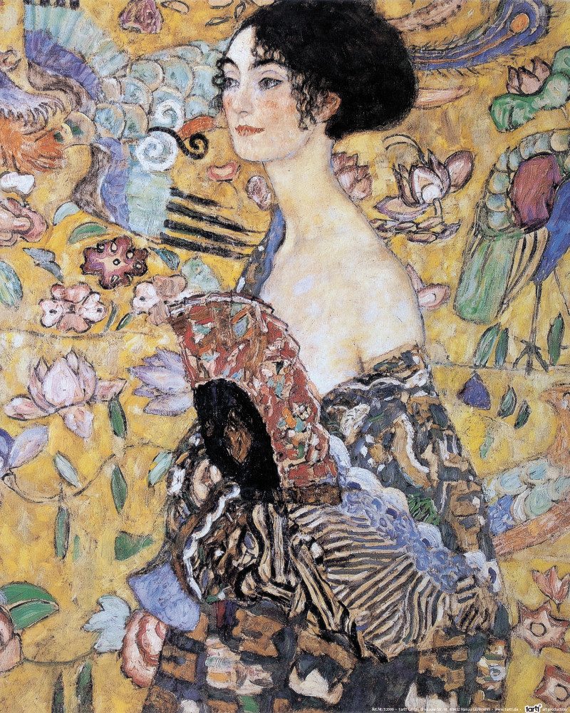 Poster Gustav Klimt Kunstdruck Bild - Dame Mit Fächer, 1917-18 (50 x 40 cm)