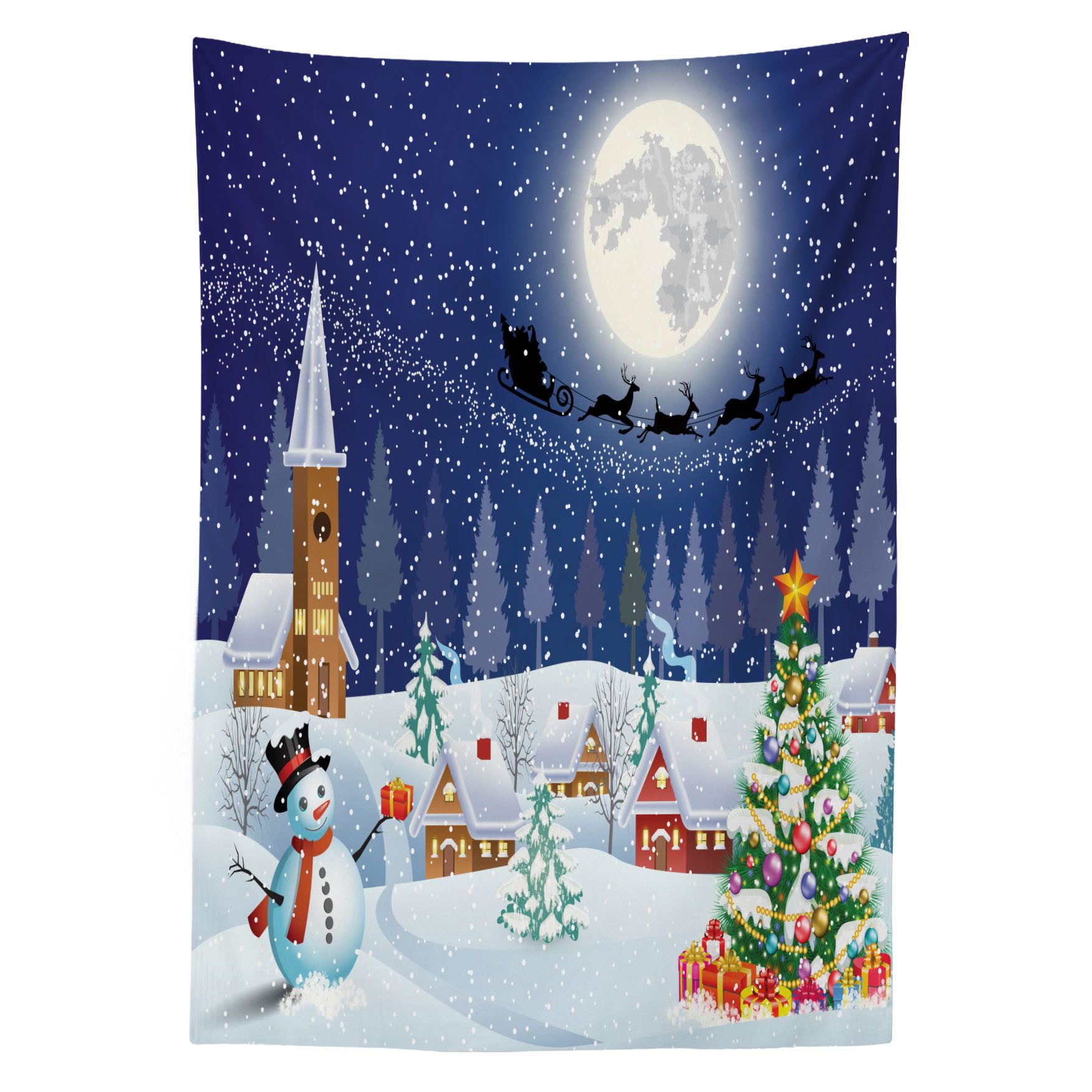Abakuhaus Tischdecke Farbfest Waschbar Für den Außen Bereich geeignet Klare Farben, Weihnachten Winterlandschaft