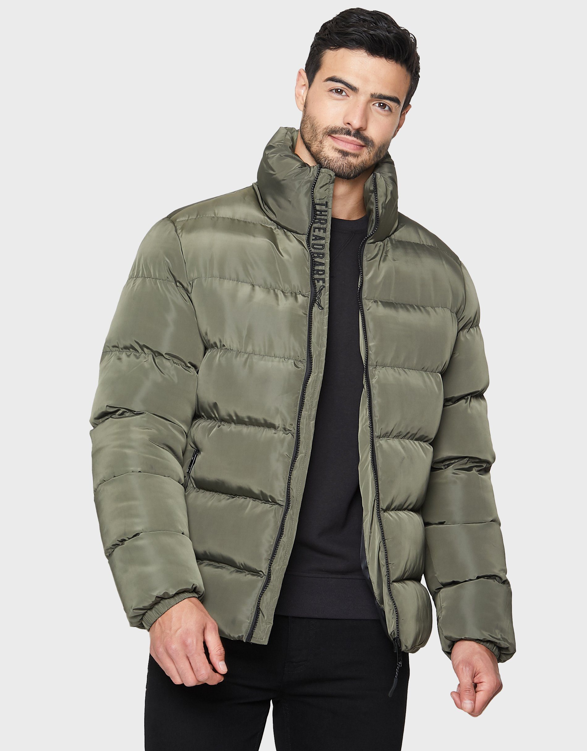 Threadbare Winterjacke Funnelweb Khaki- olivgrün