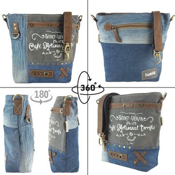 Sunsa Umhängetasche Nachhaltige Umhängetasche aus recycelte Jeans/ Canvas. Schultertasche, Aus recycelten Materialien