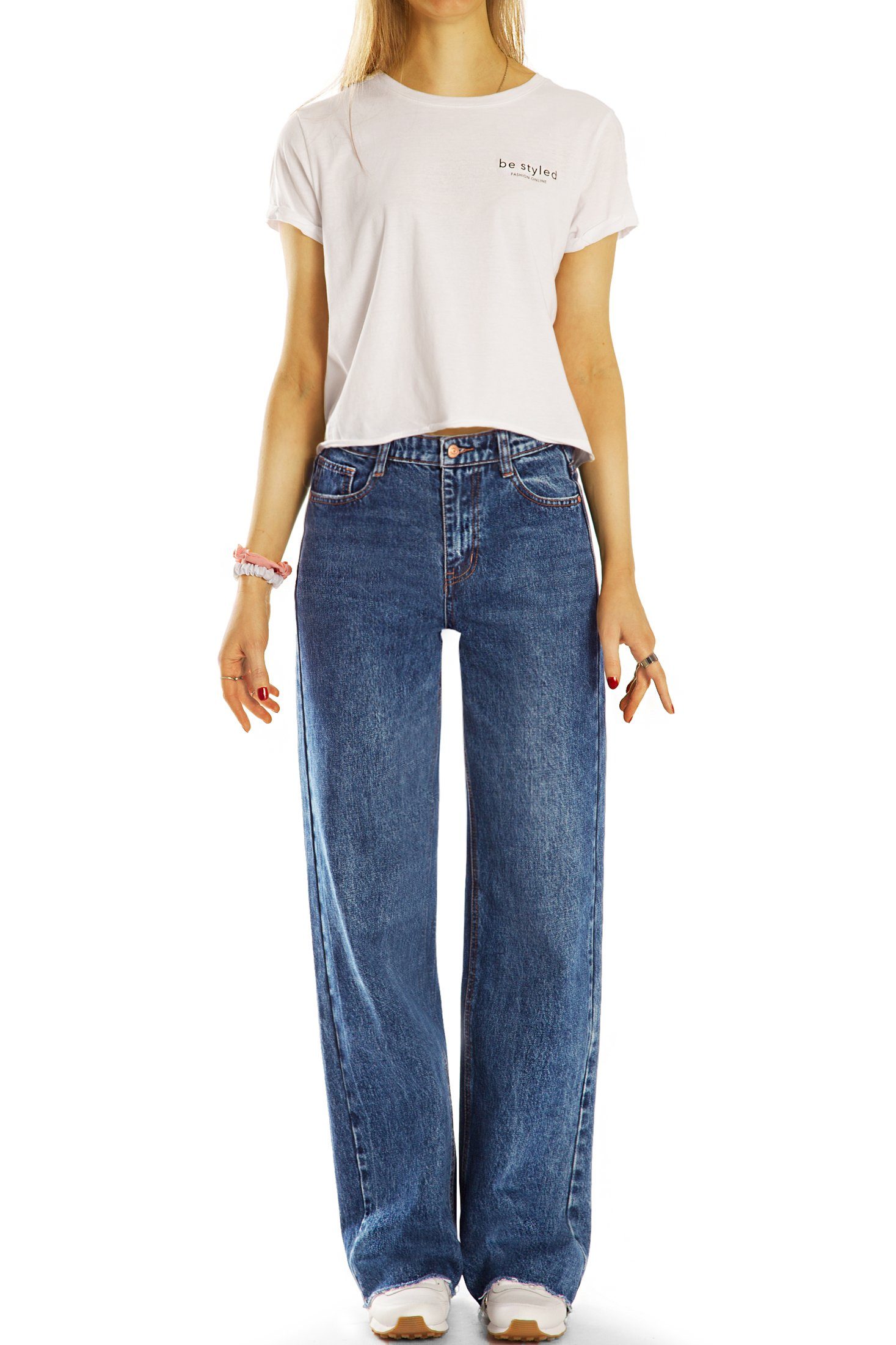 Jeans klassisch, slouchy modern Mom Jeans styled - High Damen Hose j27g-3 - be Waist 5-Pocket-Style - Slouchy
