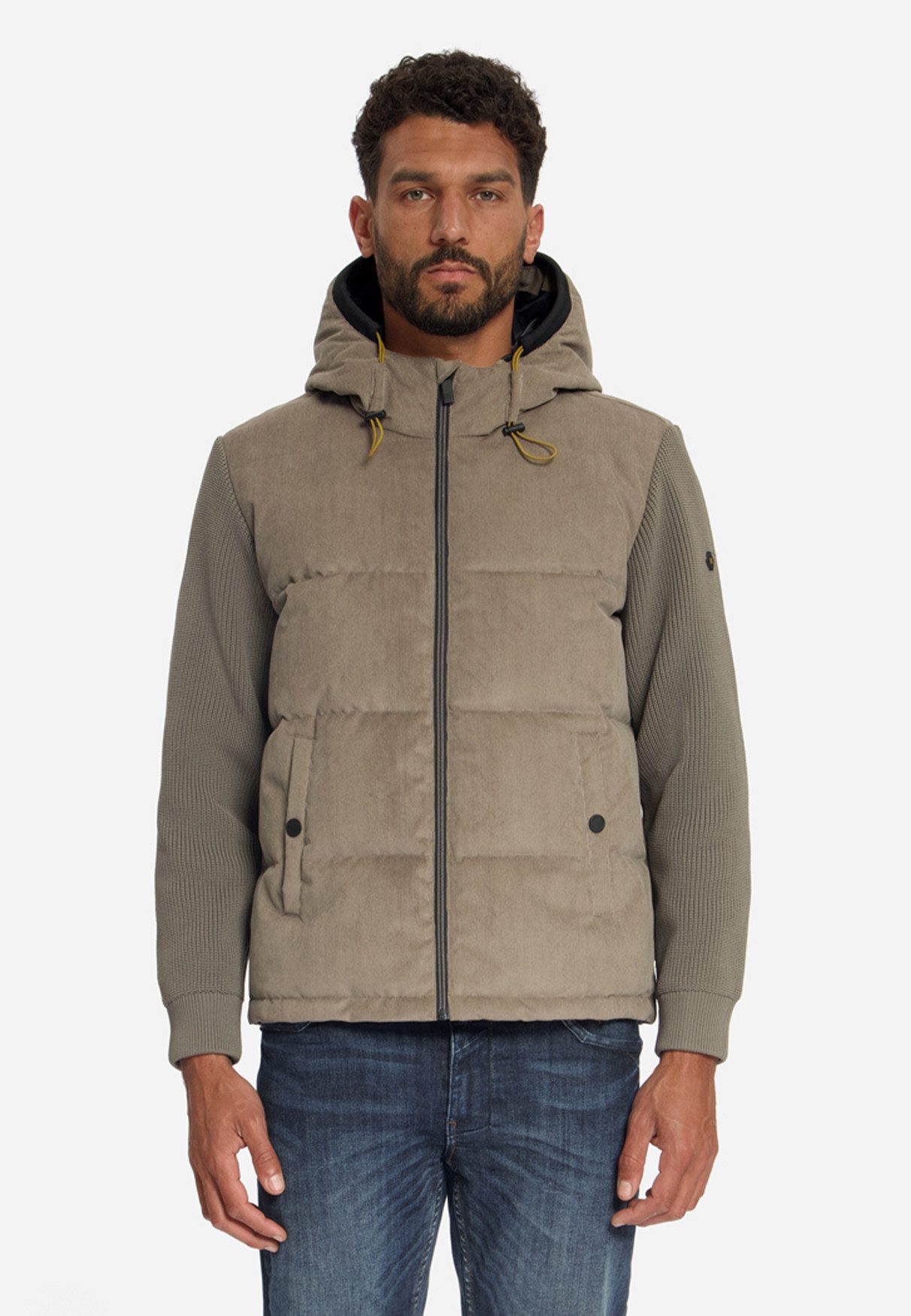 NO EXCESS Cordjacke Jacket Corduroy Knitted Mix Hooded