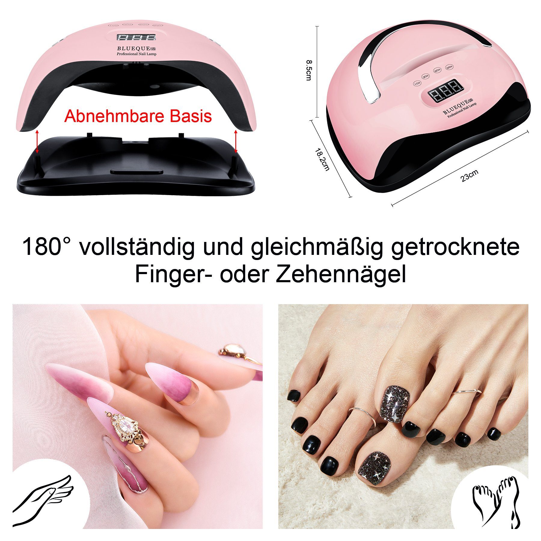 Senmudi Lichthärtungsgerät uv Lampe für Gel Nägel,220W LED UV Nagellampe mit Sensor LCD Display, Professionelle Nagellampe 168W, UV-LED-Lampe verwendet die neueste Dual-Lichtquelle-Technologie