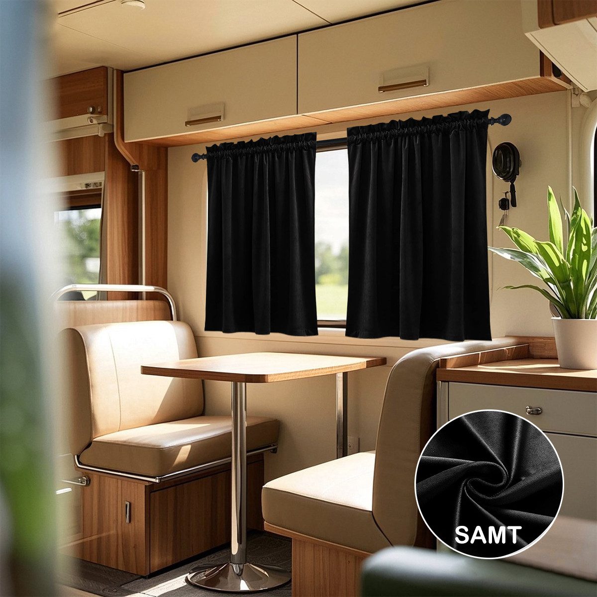 Rosnek Verdunkelungsvorhang Blickdichte Samt Kurz Fenster für RV Wohnwagen günstig online kaufen