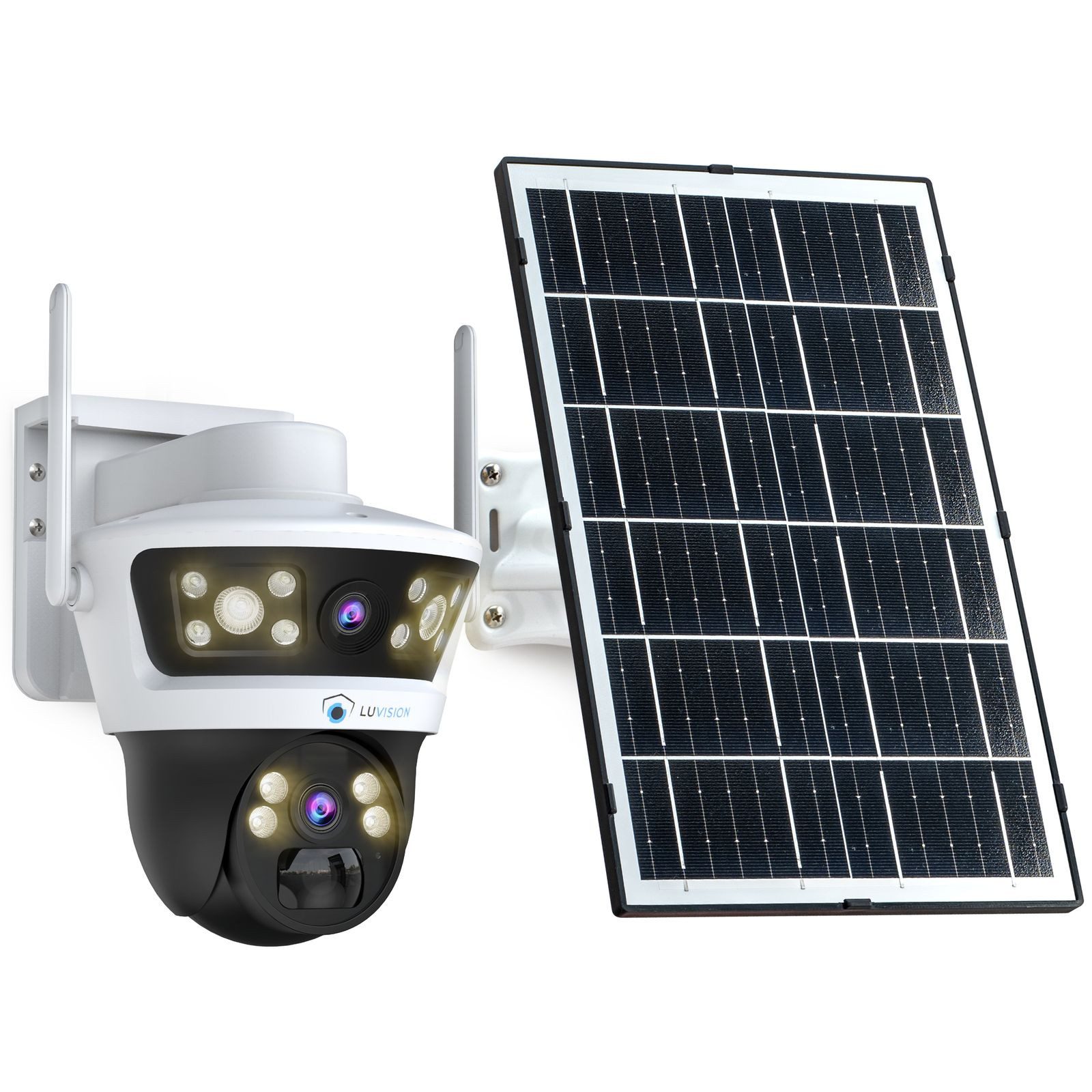 LUVISION Überwachungskamera LV-G-2032 (Außenbereich, 1-tlg., 4G / LTE PTZ Solar Überwachungskamera SIM Karte Kamera 2 Objektive, Bewegungsverfolgung, 2-Wege-Audio, 10x Zoom Digital, Mobilfunk)