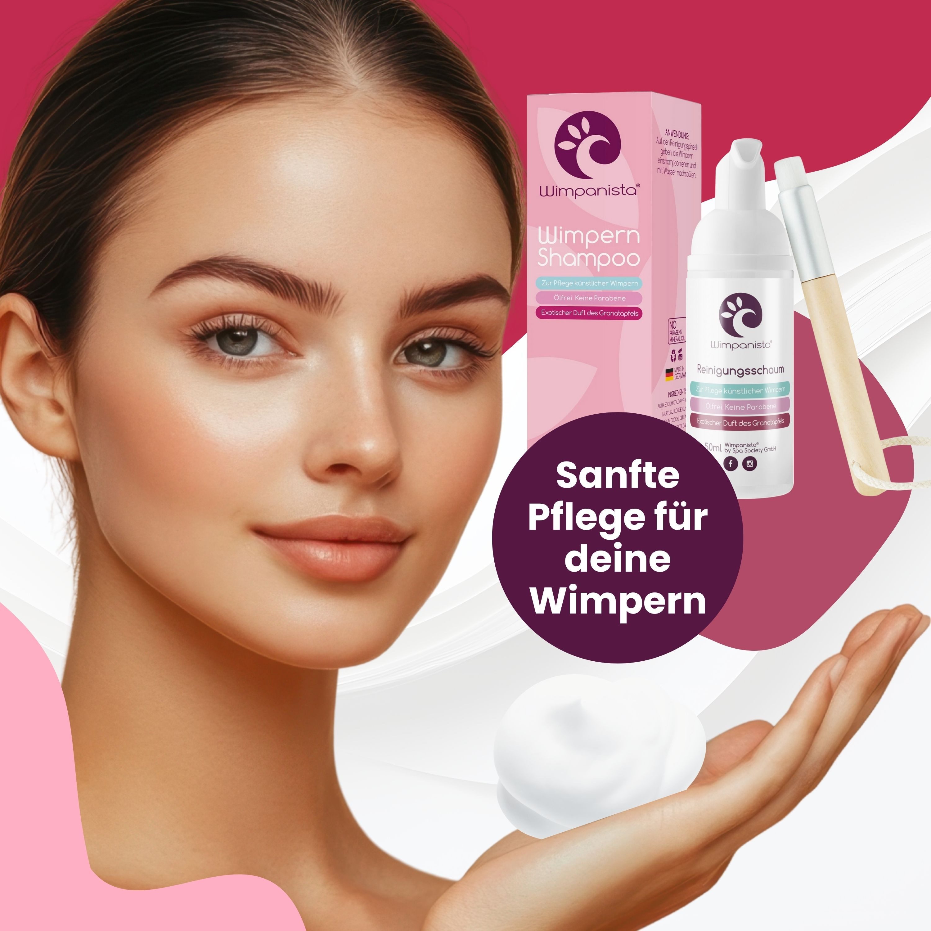 Wimpanista Wimpernpflege Wimpernshampoo. Duft Granatapfel., Ölfrei. Keine Parabene