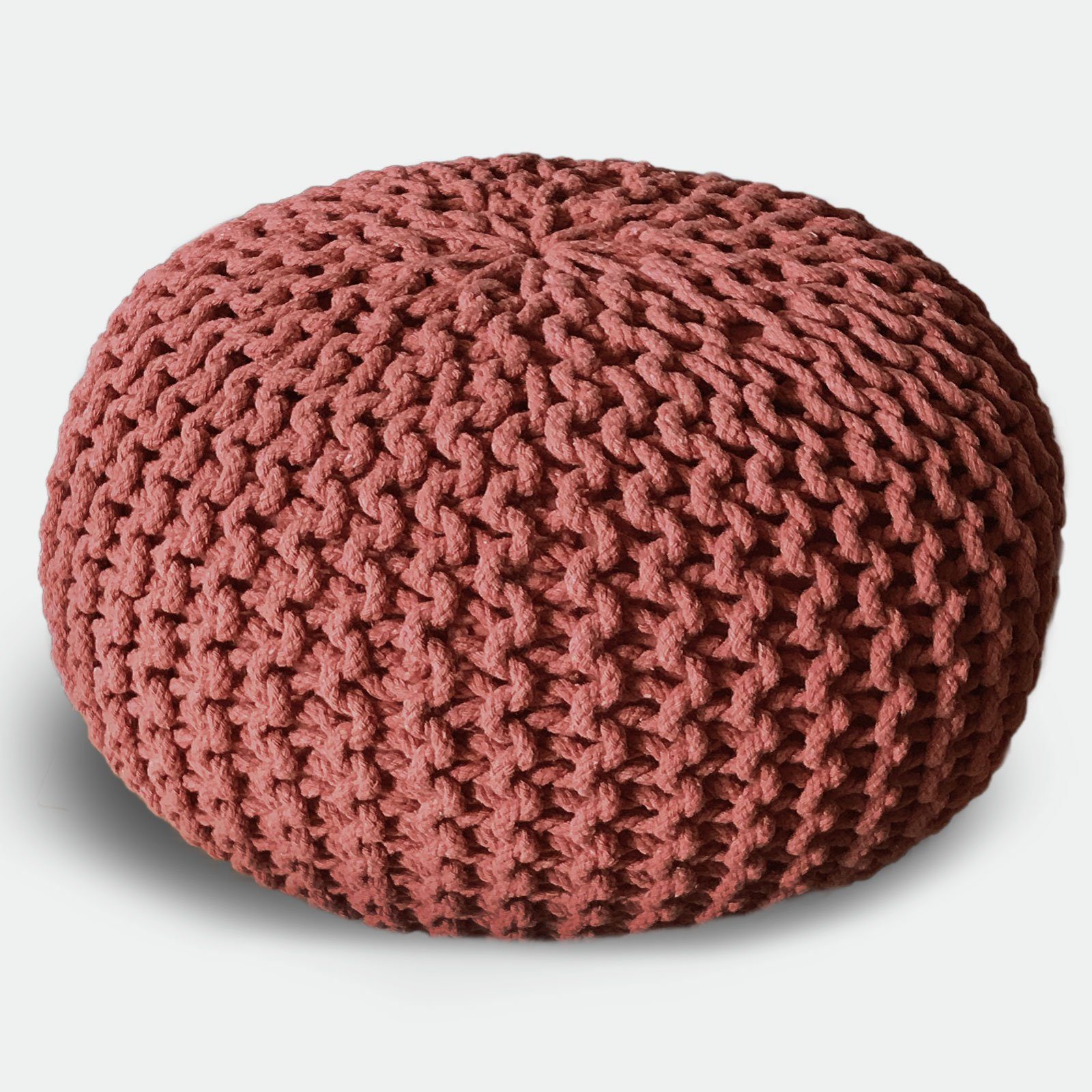 Strickhocker Sitzpouf 55 cm Pouf terracotta nachhaltig o. Bodenkissen Ø 45 Pouf Casamia