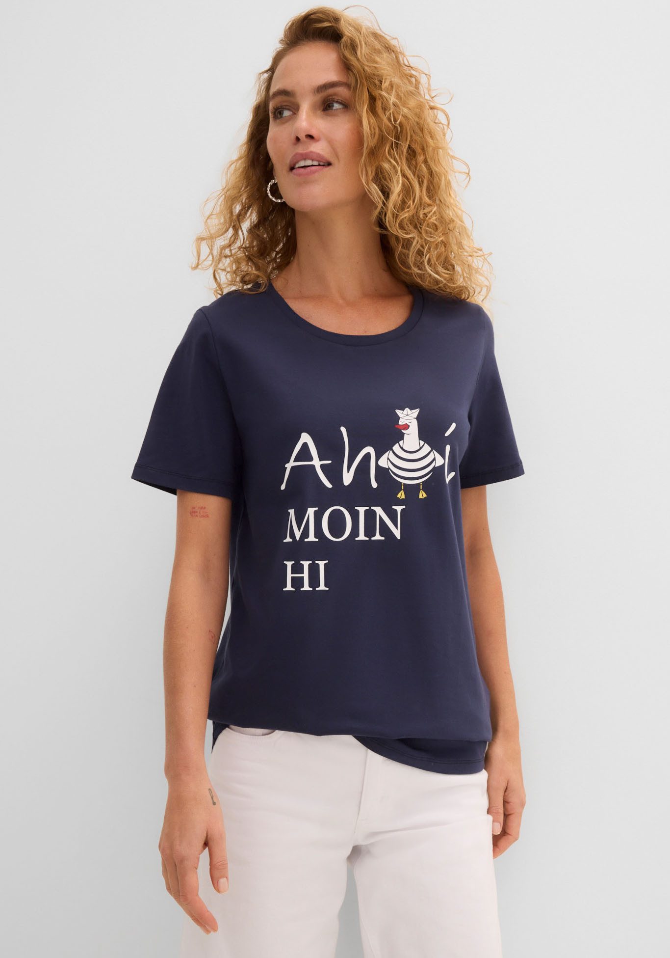 bonprix T-Shirt bequeme Passform, Kurzarm, mit Rundhalsausschnitt