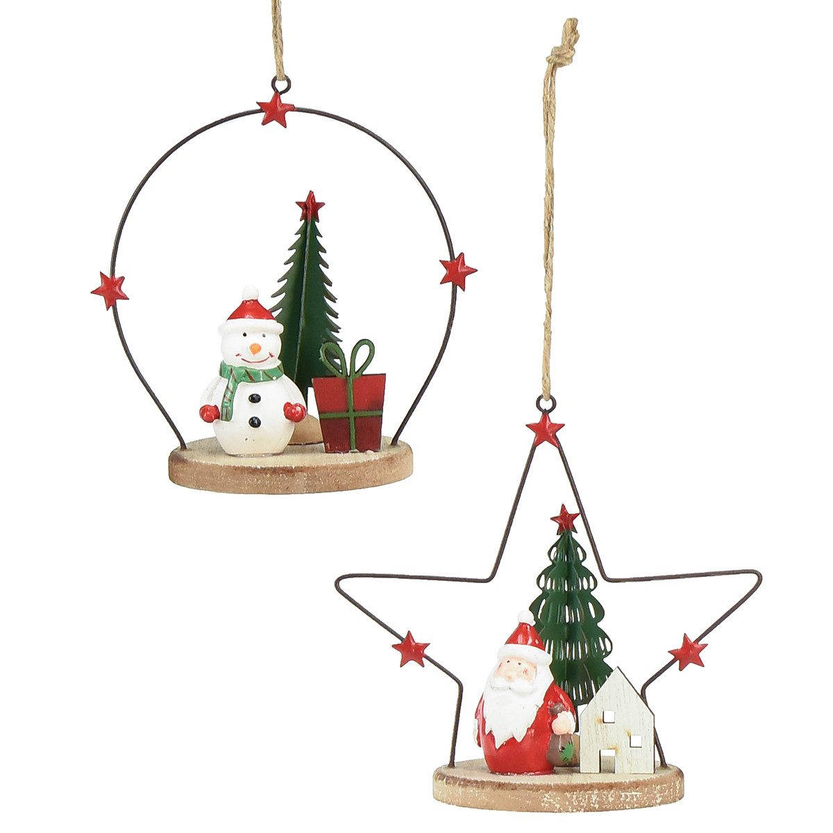 Christbaumschmuck Weihnachtsdeko Hängeschmuck Set: Weihnachtsmann & Schneemann im