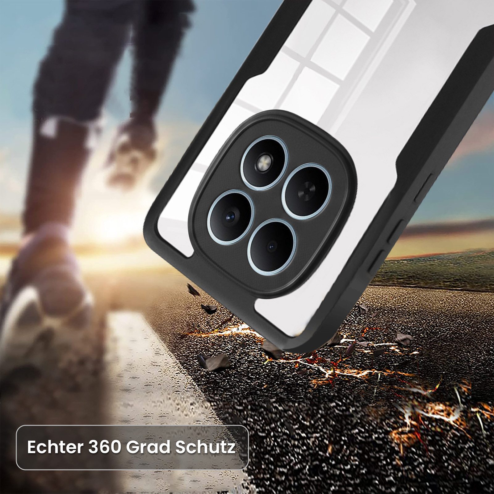 Tec-Expert Handyhülle 360 Grad Handy Hülle für Xiaomi Redmi Note 15 5G 6.77 Zoll, 6.77, Rundum Schutz Cover Case Bumper robust Vollschutz