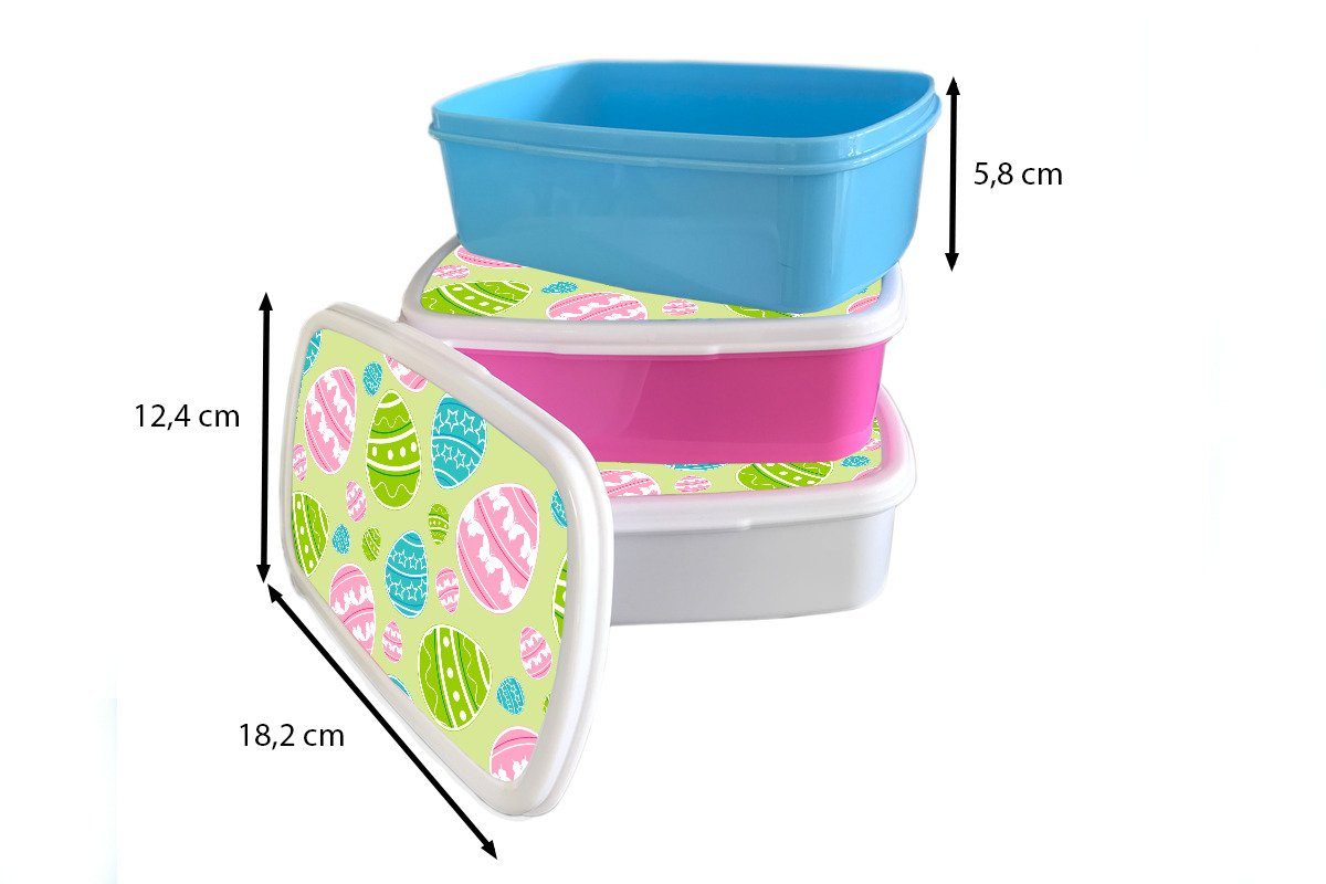 Kinder Erwachsene, Lunchbox (2-tlg), Mädchen Schnittmuster MuchoWow Brotbox - Brotdose, Kunststoff, für Osterei Jungs und für und weiß Ostern, -