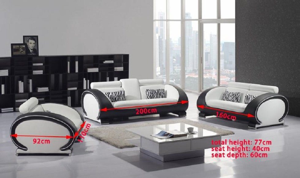JVmoebel Sitz Europe Sofa Couch Sofas in Made Sofa Leder Couchen Sitzer Dreisitzer, 3 Polster Design