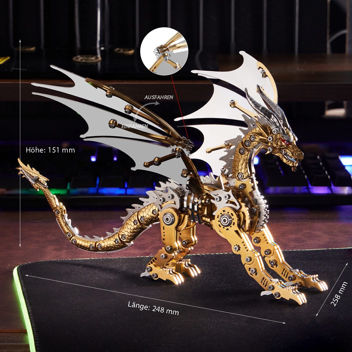 FANNOU 3D-Puzzle, 313 Puzzleteile, 3D Metallbausatz Mechanischer Drache – Geschenk & Sammlerstück